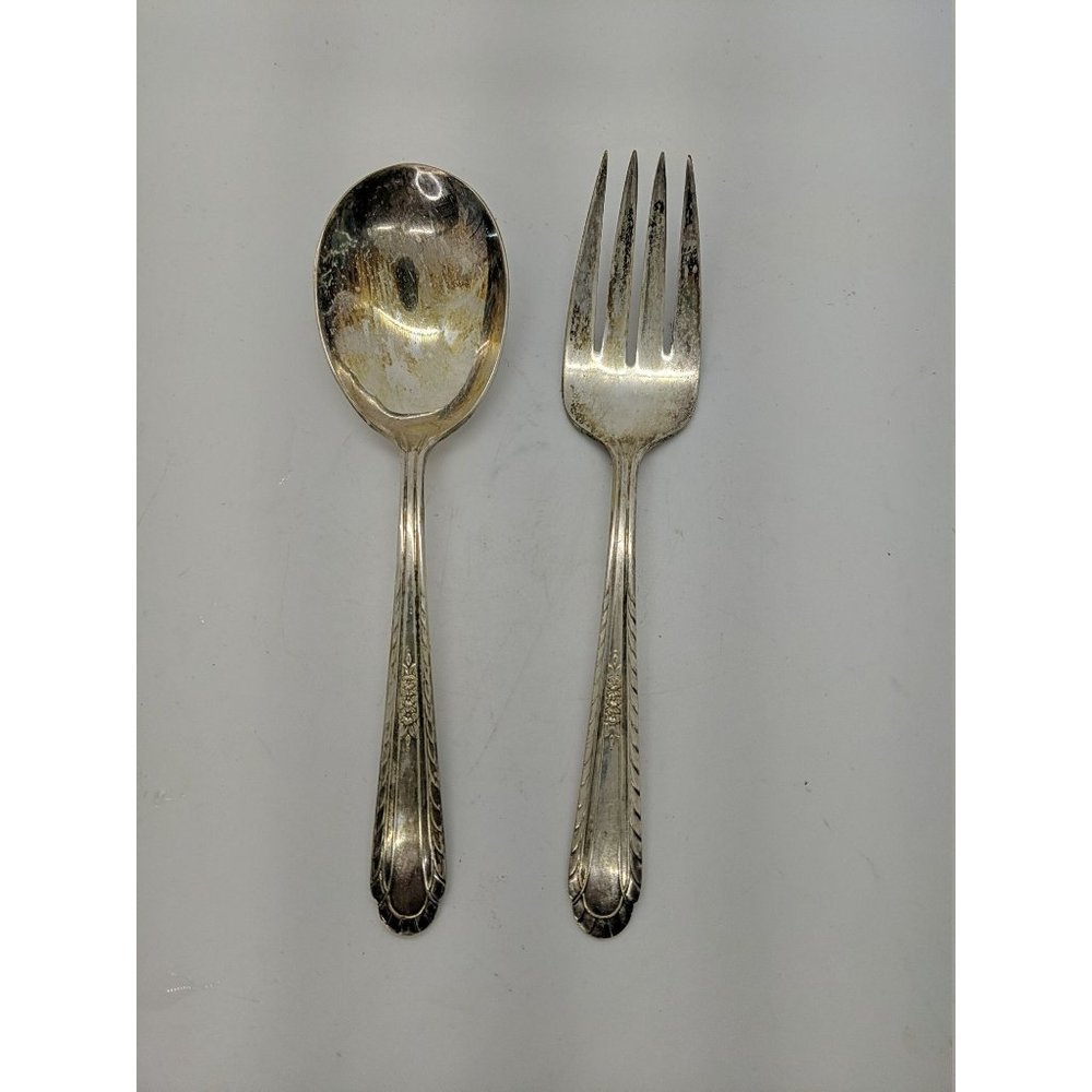 Wentworth SERVING SET Fork Spoon 1938 Silver Plate Vintage H & T Mfg Co